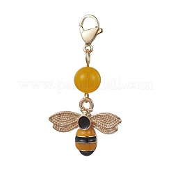 Bee & Honeycomb & Flower Alloy Enamel Pendant Decorations&nbsp;HJEW-JM01600-01