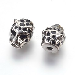 304ステンレススチールビーズ  ヒョウ  アンティークシルバー  11x14x11mm  穴：2.8mm&nbsp;STAS-E446-18AS