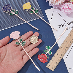 4Pcs 4 Colors Rose Alloy Enamel Bookmarks&nbsp;AJEW-AR0002-83