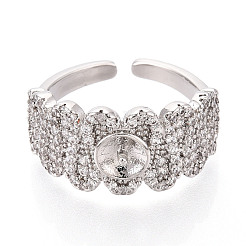 Brass Micro Pave Cubic Zirconia Cup Peg Ring Settings&nbsp;KK-N274-24P