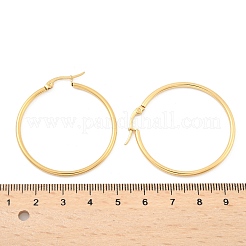リング 304 ステンレススチール ビッグフープピアス  18KGP本金メッキ  12ゲージ  40x2mm  ピン：1x0.7mm&nbsp;X-EJEW-N0016-11G-F