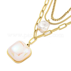 Ion Plating(IP) 201 Stainless Steel Multilayer Necklaces&nbsp;NJEW-K270-16G