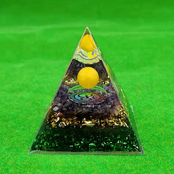 オルゴナイトピラミッド樹脂エネルギー発生器  レイキで染めた合成シトリンと天然アメジストのチップが内蔵されており、自宅やオフィスのデスクの装飾に最適です。  60mm&nbsp;PW-WGF1BDE-01