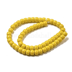 オペークガラスビーズ連売り  バレル  きいろ  8x6mm  穴：1.6mm  約61~62個/連  14.84''~15.16''（37.7~38.5センチメートル）&nbsp;GLAA-NH0002-B08