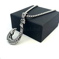 Vintage Style 304 Stainless Steel Fish Hook Pendant Necklaces for Men Women Jewelry&nbsp;NL8016