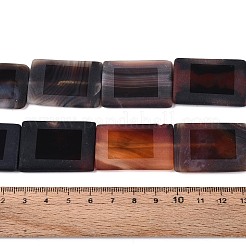 染め加工天然石瑪瑙ビーズ連売り  長方形  チョコレート色  艶消し  30~37x20~26x4~9mm  穴：1~1.6mm  約11個/連  13.39~15.51''（34~39.4センチメートル）&nbsp;G-T144-25B-03