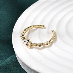 Brass Micro Pave Cubic Zirconia Cuff Rings for Women&nbsp;RJEW-L336-01G-01