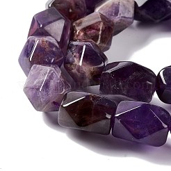 天然石アメジストビーズ連売り  多面カット  菱形  13~19x9~17x9~17mm  穴：1mm  約22個/連  15.83''~16.14''（40.2~41センチメートル）&nbsp;G-L235A-18