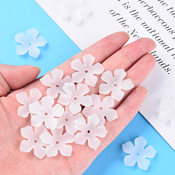 透明なアクリルビーズ  艶消し  花  ホワイト  25.5x26.5x4.5mm  穴：2mm  約900個/500g&nbsp;MACR-S373-119-D01