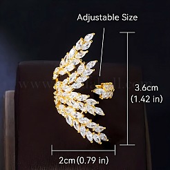 Olive Branch Brass Micro Pave Clear Cubic Zirconia Cuff Rings&nbsp;FS-WG54664-01