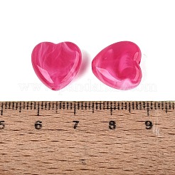 アクリルビーズ  天然石風  ハート  濃いピンク  14x14x7mm  穴：1.8~2mm&nbsp;OACR-T011-38I