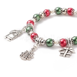 Glass Pearl Beaded Stretch Bracelet&nbsp;BJEW-TA00144