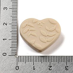 シリコーン焦点ビーズ  ハート  バリーウッド  21x25x8.5mm  穴：2mm&nbsp;SIL-P008-B06