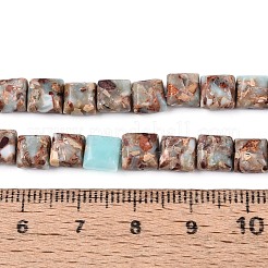 合成アクアテラジャスパービーズ連売り  印象ジャスパー  正方形  6~6.5x6~6.5x4~5mm  穴：1mm  約64~65個/連  15.75~16.14インチ（40~41cm）&nbsp;G-S366-017-01