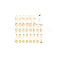アクリルワイングラスチャーム  真鍮ワイングラスチャームリング  ゴールドカラー  5.3~6.2cm  50個/セット&nbsp;AJEW-GA00009