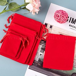 5スタイルの長方形のベルベットポーチ  キャンディーギフトバッグクリスマスパーティー結婚式好意バッグ  レッド  7~15x5~12cm  40個/袋&nbsp;TP-LS0001-01C