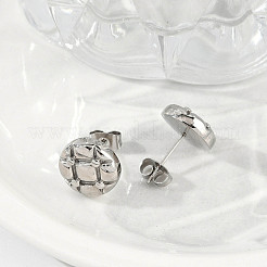 女性用304ステンレススチールスタッドピアス  フラットラウンド  ステンレス鋼色  11.5mm&nbsp;EJEW-F351-03P