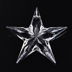 透明なアクリルパーツ  スター  多面カット  透明  42x44.5x10.5mm  穴：2mm&nbsp;X-TACR-T028-09A