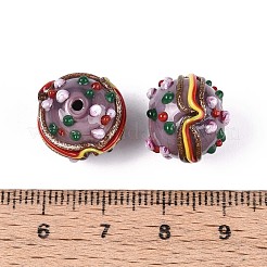 手作りのランプワークの凹凸のあるビーズ  ハンバーガー  ロージーブラウン  13~14x14~15mm  穴：1.2~1.6mm&nbsp;LAMP-T022-05A