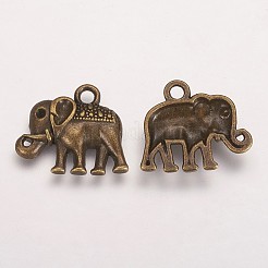 チベットスタイル合金チャームペンダント  カドミウムフリー＆ニッケルフリー＆鉛フリー  象  アンティークブロンズ  15x17x3mm  穴：2mm&nbsp;LS-TIBEP-A124745-AB-FF
