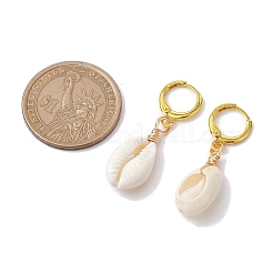 Natural Mixed Cowrie Shell Hoop Earrings&nbsp;EJEW-JE05777