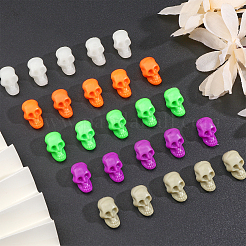 ハロウィンプラスチックビーズ120色6個  穴がない  スカル  ミックスカラー  20.5x12.5x13mm  20個/カラー&nbsp;KY-CA0001-46
