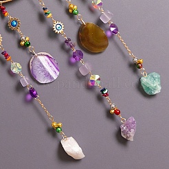 7 Chakra Natural & Synthetic Mixed Stone Chips Tree of Life Suncatchers&nbsp;HJEW-F027-17