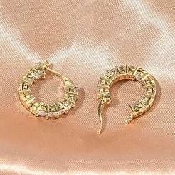 Brass Micro Pave Clear Cubic Zirconia Hoop Earrings&nbsp;EJEW-C181-02G