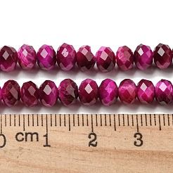 天然石タイガーアイビーズ連売り  多面カット  染め  ロンデル  フクシア  6x4~4.5mm  穴：1mm  約91個/連  15.31''~15.35''（38.9~39センチメートル）&nbsp;G-K351-B07-02