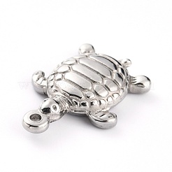 変色しない304ステンレススチールペンダント  カメ  ステンレス鋼色  21x14x4mm  穴：1.4mm&nbsp;X-STAS-G242-15P