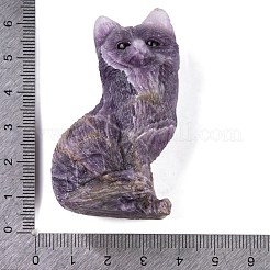 天然アメジスト彫刻キツネの置物、自宅、オフィス、デスクトップの風水装飾用彫像  38x24~25x59~60mm&nbsp;G-Q172-14D