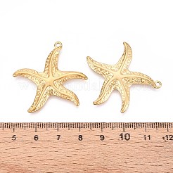 304ステンレスペンダント  ヒトデチャーム  ゴールドカラー  33x35x2.5mm  穴：1.8mm&nbsp;STAS-I322-15G