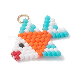 Glass Seed Beaded Fish Pendants&nbsp;PALLOY-MZ01219-02