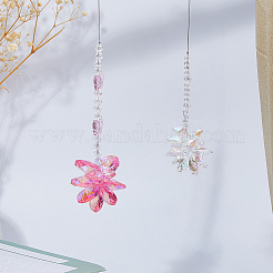 2Pcs 2 Styles Flower & Snowflake Glass Pendant Decorations&nbsp;HJEW-FH0001-83