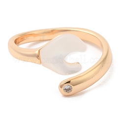 Natural Shell Spanner Open Cuff Ring with Cubic Zirconia&nbsp;RJEW-G288-07G