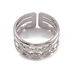 Non-Tarnish 304 Stainless Steel Triple Line Cuff Rings for Women&nbsp;RJEW-G285-15P