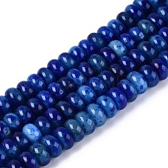 天然石ホワイトジェイドビーズ連売り  滑らかなロンデル  染め  ブルー  10~10.5x5.5~6mm  穴：0.7~1.2mm  約61~69個/連  14.37~15.55インチ（36.5~39.5cm）&nbsp;G-Q613-01F-04