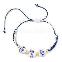 Floral Printed Porcelain Heart Braided Bead Bracelets&nbsp;BJEW-JB14284