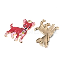合金エナメルチャーム  犬のチャーム  ゴールドカラー  ミックスカラー  26x18.5x2mm  穴：2mm&nbsp;ENAM-T026-01M