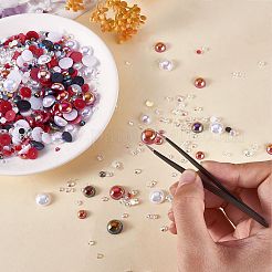 60g 樹脂パッチ マルチサイズ ミックス パール パッチ DIY ジュエリー アクセサリー (2 袋)  ミックスカラー  9.8mm&nbsp;JX586G