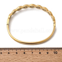 女性用304ステンレススチール製エナメルヒンジ付きバングル  目  ラインストーン付き  18KGP本金メッキ  イオンプレーティング（ip）  長持ちメッキ  ライラック  内径：2.34x1.95インチ（5.95x4.95cm）&nbsp;BJEW-B168-04G-02