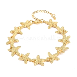 Starfish Brass Link Chain Bracelets for Women&nbsp;BJEW-K248-07A-G