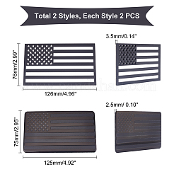 アルミ＆アクリル粘着ステッカー車用ステッカー  アメリカ合衆国の旗が付いている長方形  ブラック  75~76x125~126x2.5~3.5mm&nbsp;DIY-FH0004-26