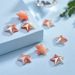 不透明ガラスカボション  スター  カラフル  9x10x2.5mm&nbsp;X-GGLA-S038-09B-10mm