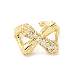 Cross Brass Micro Pave Clear Cubic Zirconia Cuff Rings for Women&nbsp;RJEW-G311-01A-G