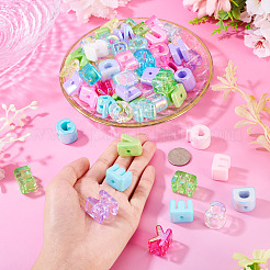 100Pcs 2 Styles UV Plating Rainbow Iridescent Acrylic Beads&nbsp;OACR-TA0004-59