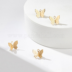 真鍮製チャーム  蝶  18KGP本金メッキ  11x13x3.5mm  穴：1mm  40個/箱&nbsp;KK-BC0005-86G