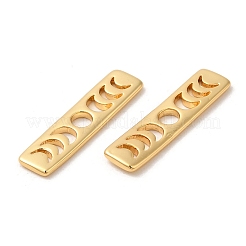 12本真鍮ムーンフェイズバーペンダント  長持ちメッキ  長方形  18KGP本金メッキ  20x5x1mm&nbsp;KK-BC0007-03