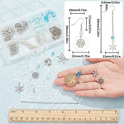 クリスマスの雪の結晶のイヤリング作りキット  ガラスビーズ入り  ガラスパール＆ティアドロップビーズ  真鍮製のリンキングリングとピアスフック  合金ペンダント  空色  178個/箱&nbsp;DIY-SC0022-76
