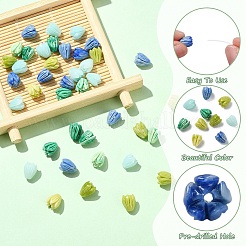 40個4色合成珊瑚ビーズ  染め  花芽  ミックスカラー  8.5x7mm  穴：1mm  10個/カラー&nbsp;GG-YW9D8D-03